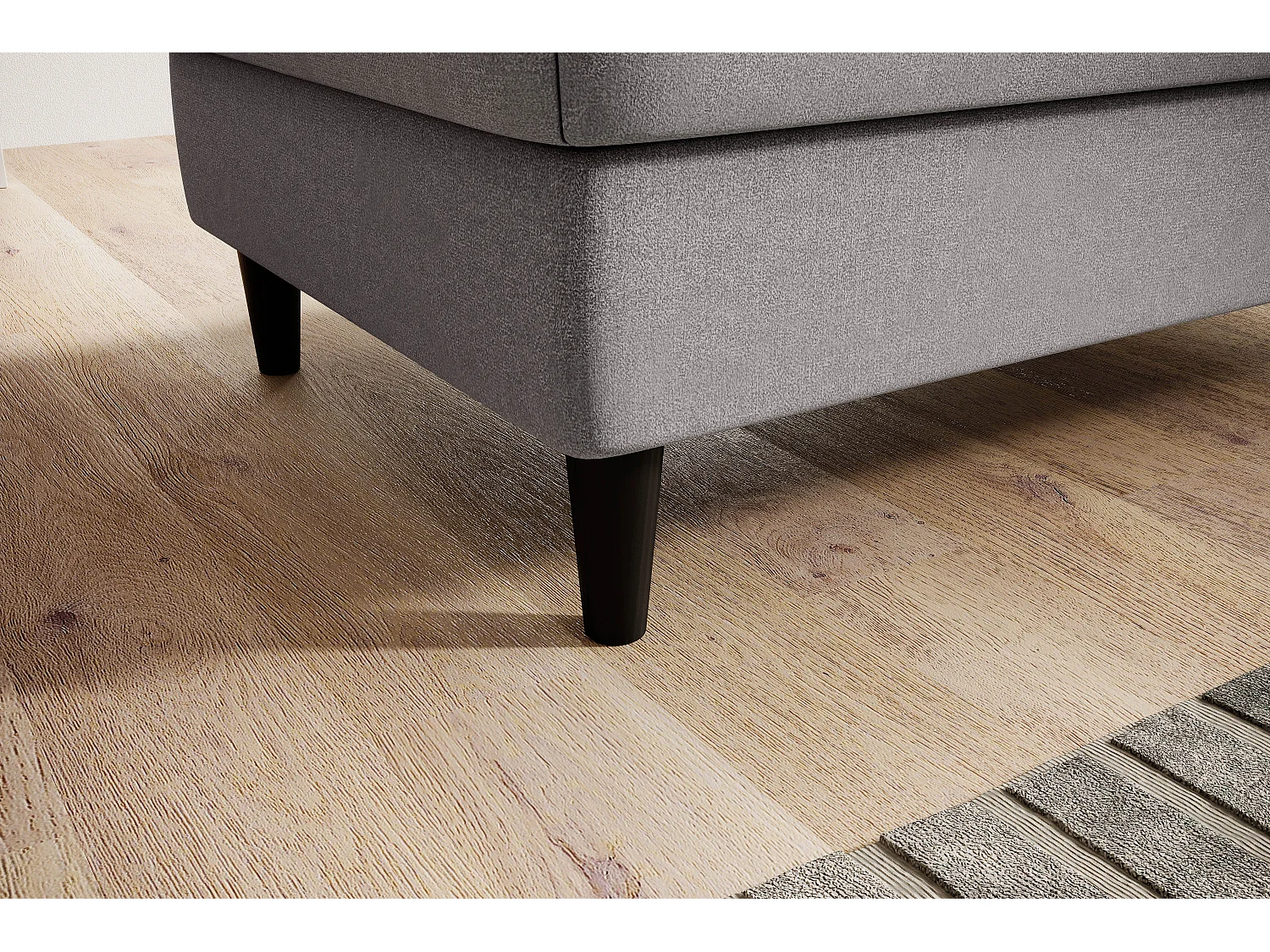 Pouf avec rangement en tissu BOZA-Gris clair