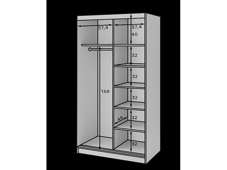 Armoire à portes coulissantes REVILA – Organisez votre espace avec élégance moderne-Largeur 120 cm