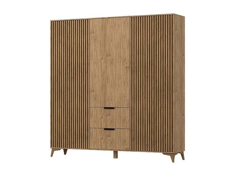 Armoire de chambre bois clair rainuré – Collection Bazen