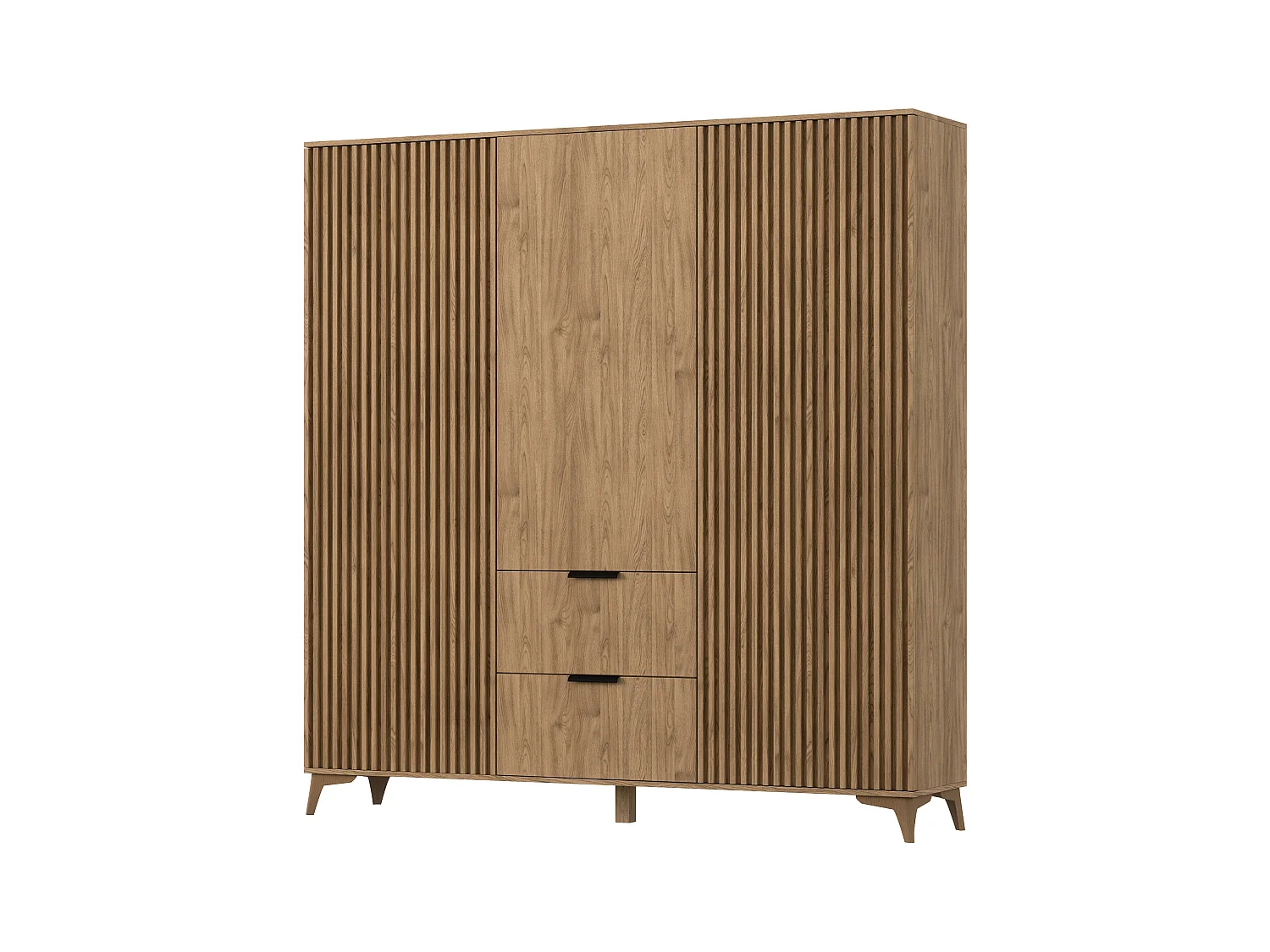 Armoire de chambre bois clair rainuré – Collection Bazen