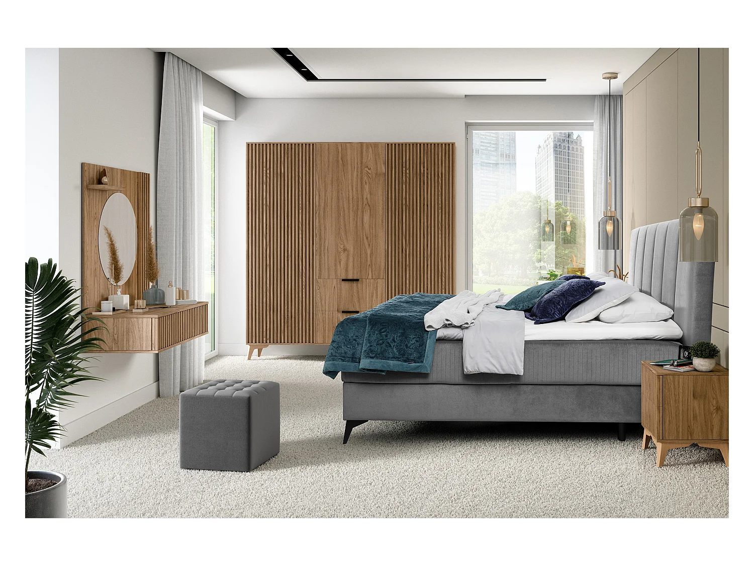 Armoire de chambre bois clair rainuré – Collection Bazen