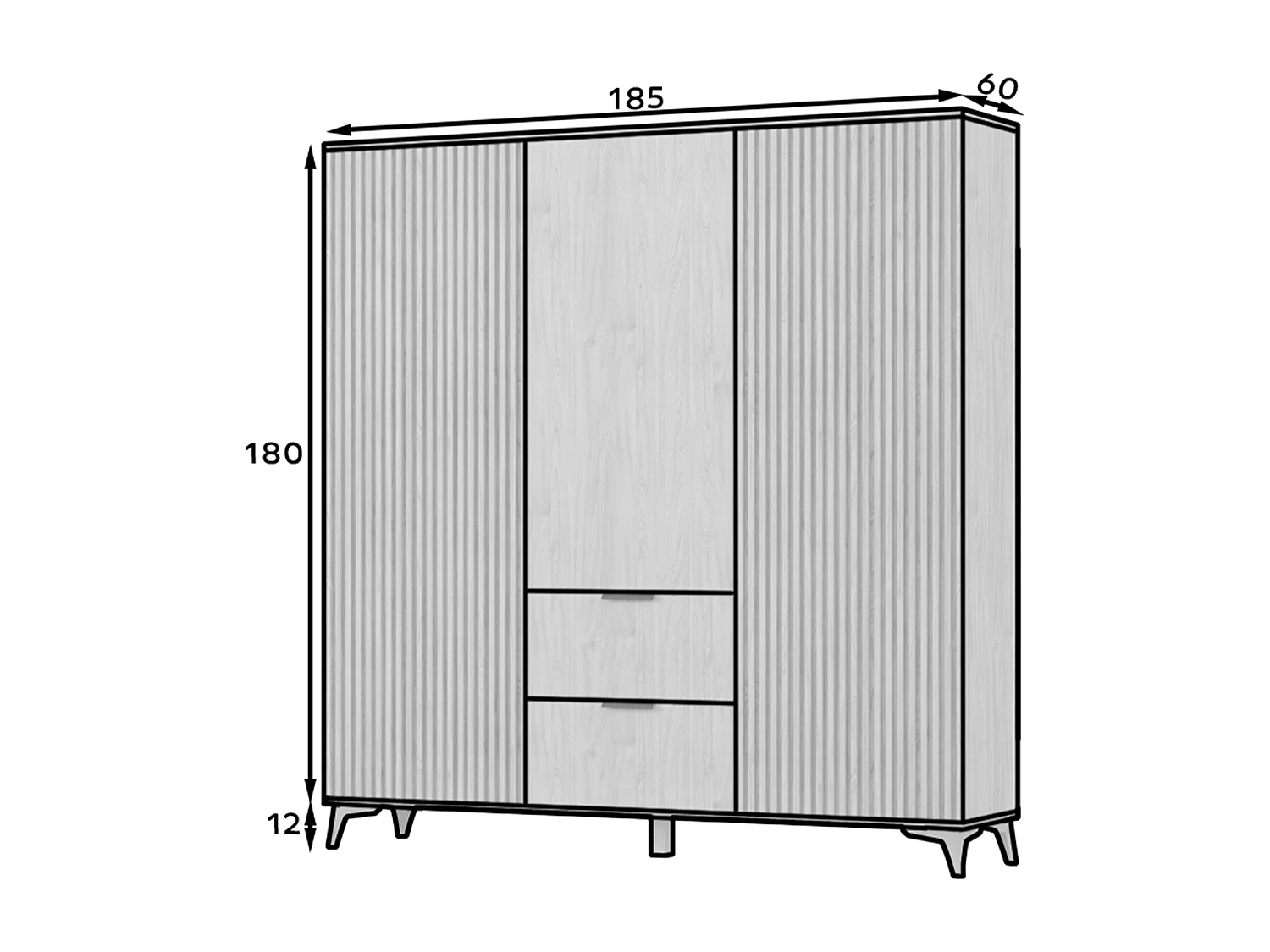 Armoire de chambre bois clair rainuré – Collection Bazen