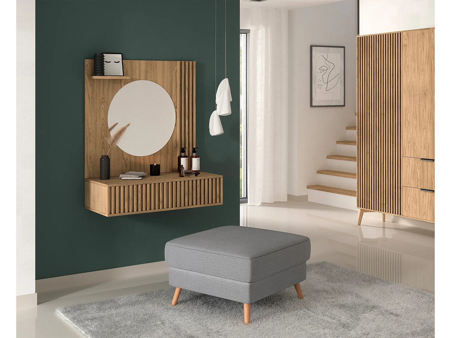 Armoire de chambre bois clair rainuré – Collection Bazen