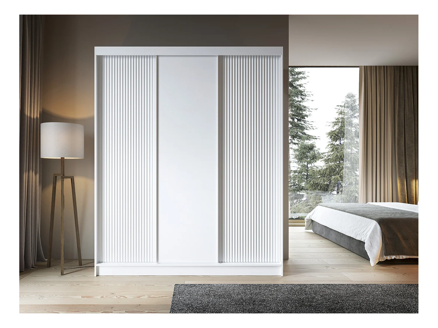 Armoire chambre adulte blanche BLANKO-Largeur 180 cm