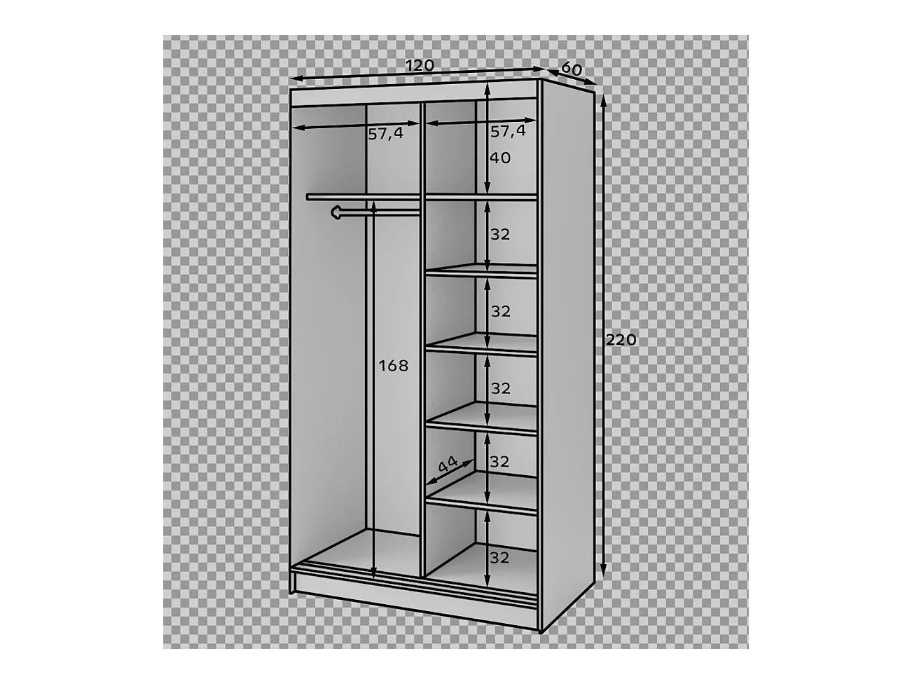 Armoire à portes coulissantes REVILA avec miroir – Élégance et fonctionnalité-Largeur 120 cm