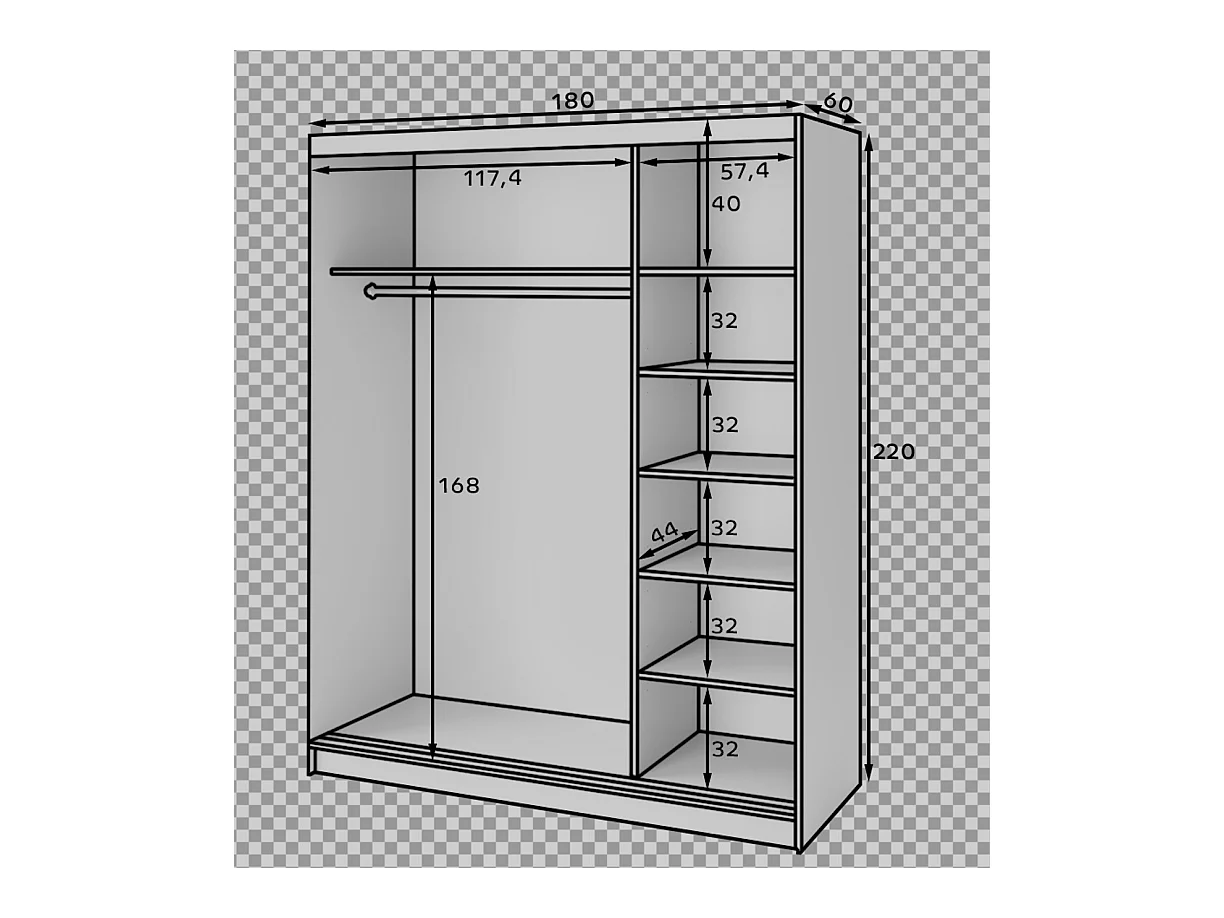 Armoire à portes coulissantes REVILA avec miroir – Élégance et fonctionnalité-Largeur 120 cm