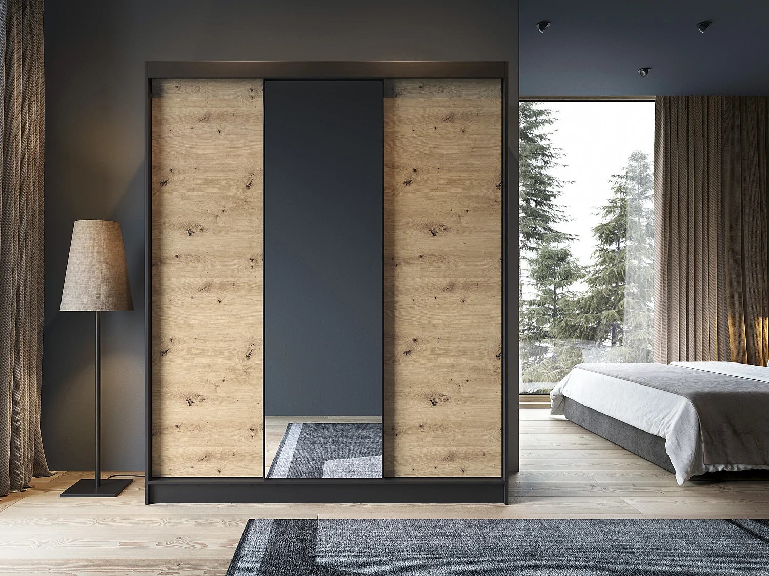 Armoire à portes coulissantes REVILA avec miroir – Élégance et fonctionnalité-Largeur 120 cm