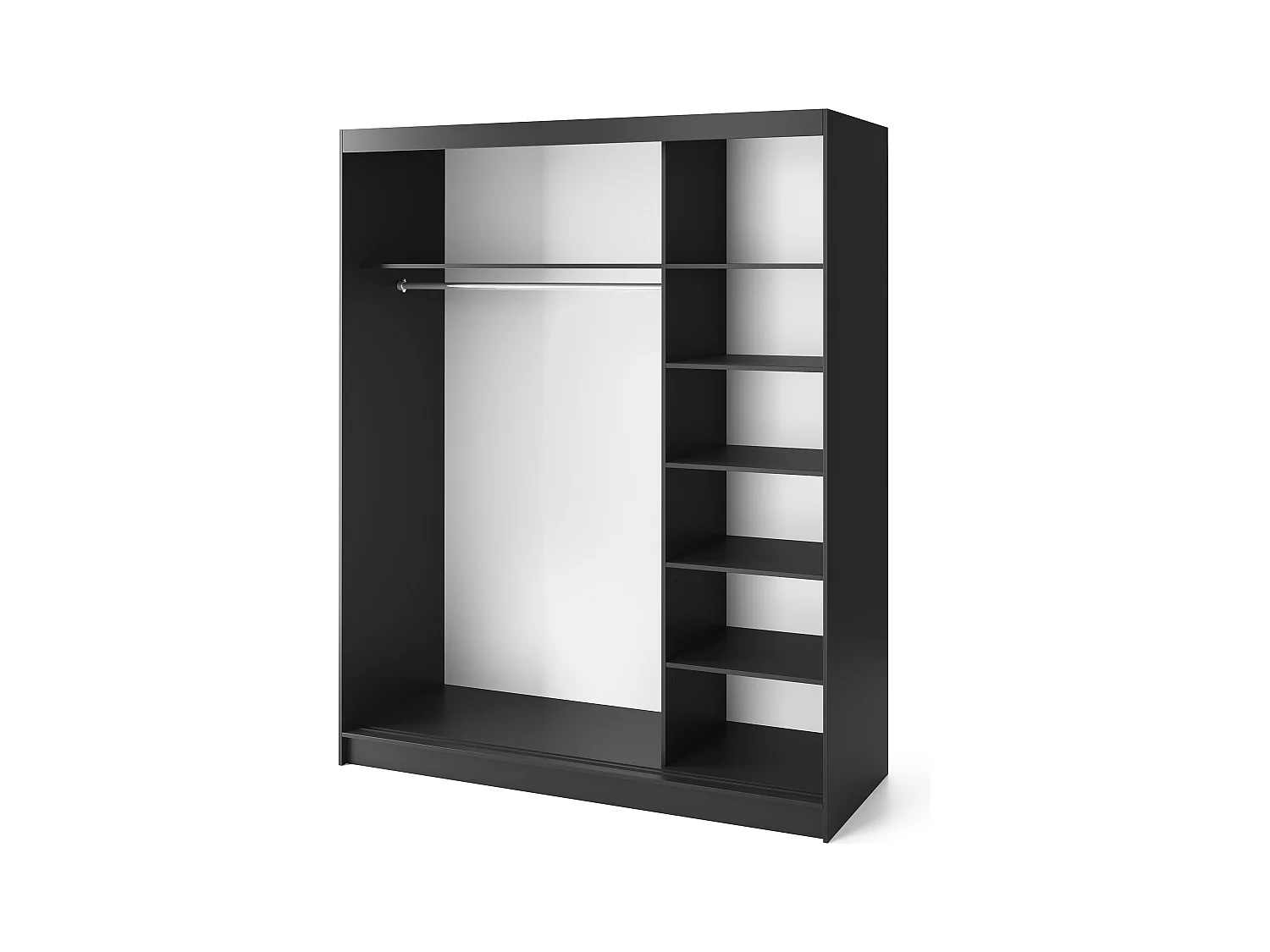 Armoire coulissante SOKAT – Chêne caramel & noir mat-Largeur 180 cm