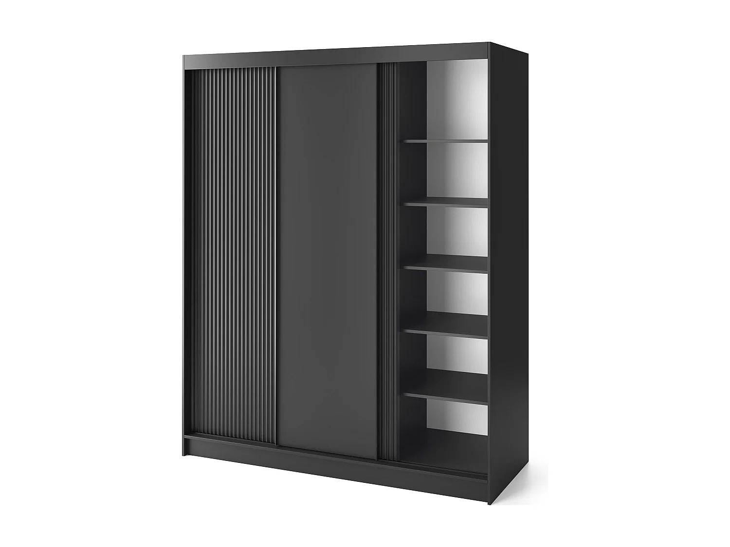 Armoire coulissante GAMA – Élégance noire & fonctionnalité contemporaine-Largeur 180 cm
