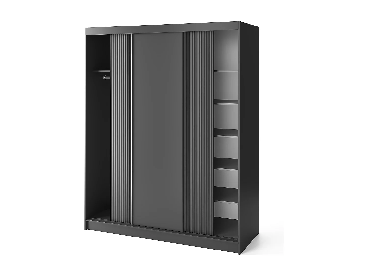 Armoire coulissante GAMA – Élégance noire & fonctionnalité contemporaine-Largeur 180 cm