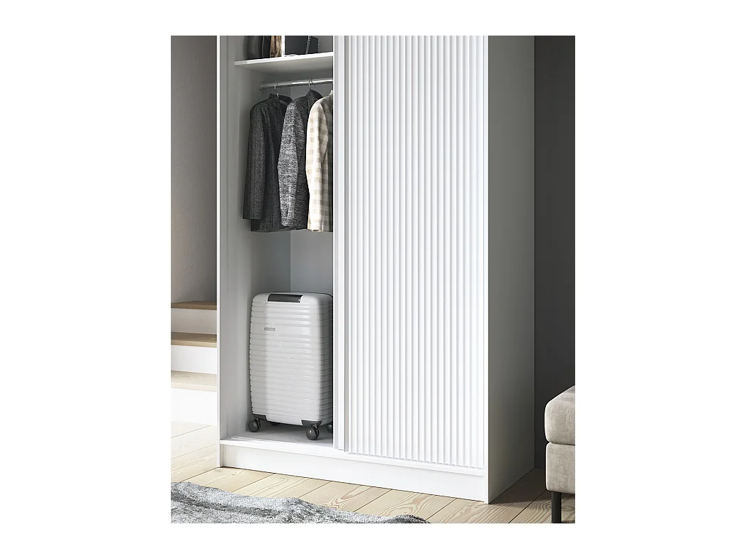 Armoire chambre adulte blanche BLANKO avec miroir-Largeur 120 cm