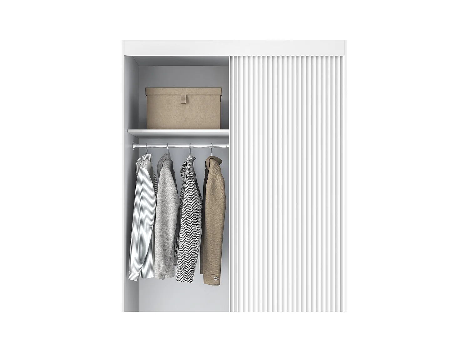 Armoire chambre adulte blanche BLANKO avec miroir-Largeur 120 cm