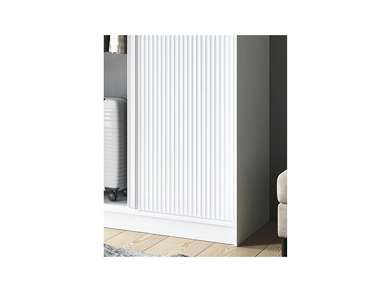 Armoire chambre adulte blanche BLANKO avec miroir-Largeur 120 cm