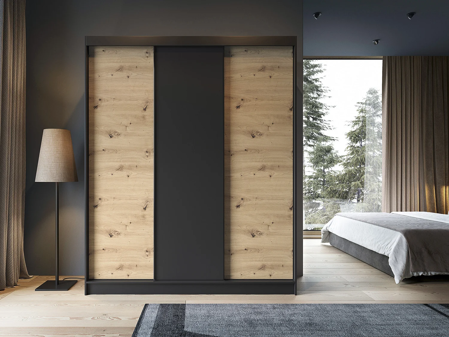 Armoire à portes coulissantes REVILA – Organisez votre espace avec élégance moderne-Largeur 180 cm
