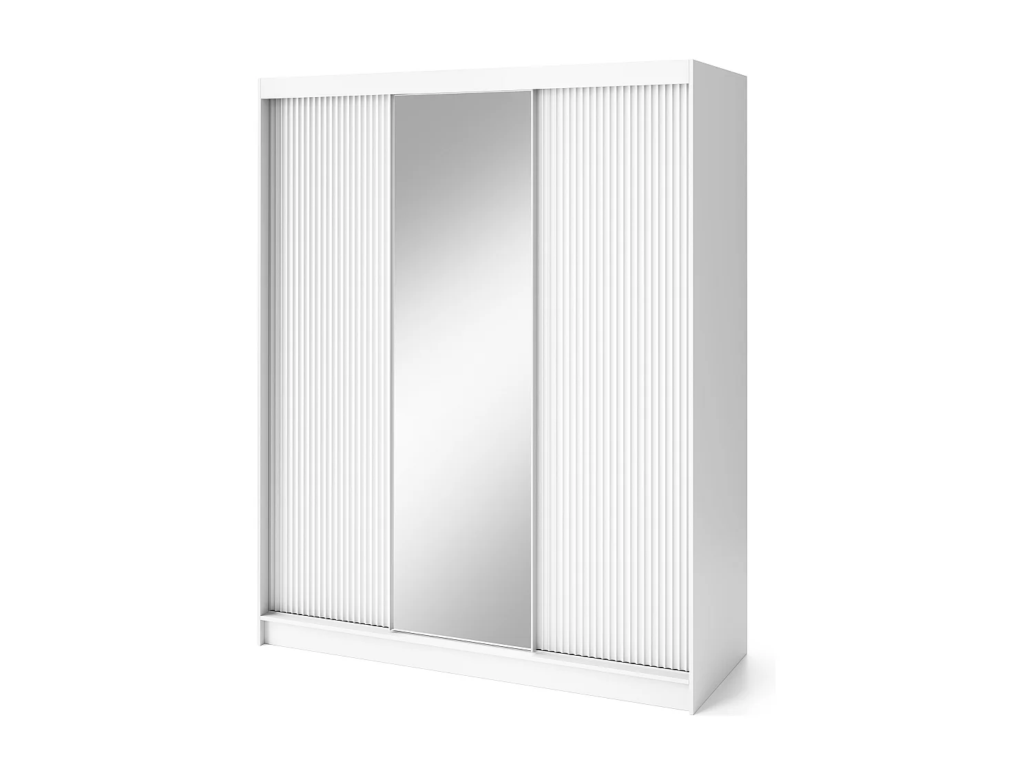 Armoire chambre adulte blanche BLANKO avec miroir-Largeur 180 cm