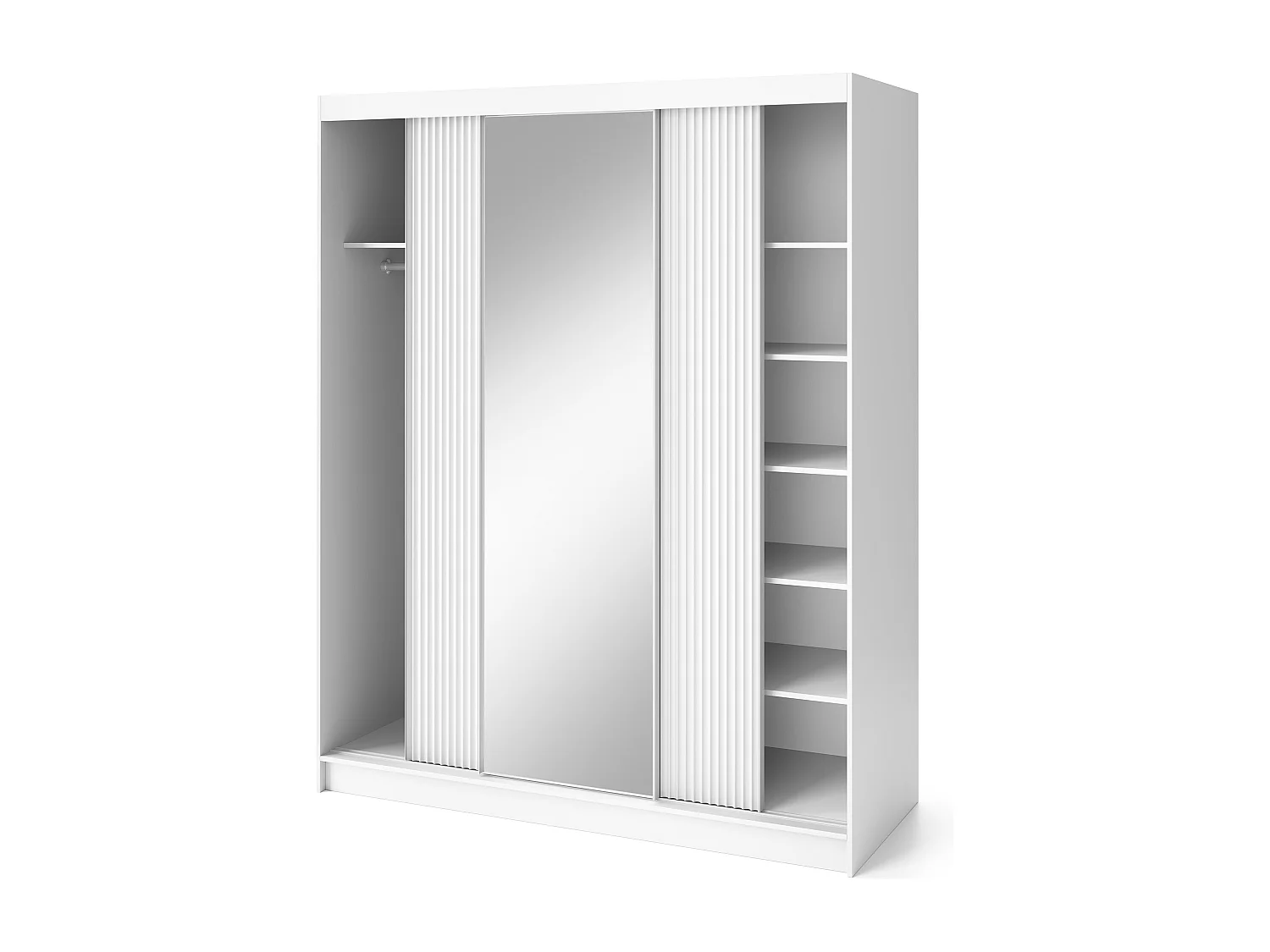 Armoire chambre adulte blanche BLANKO avec miroir-Largeur 180 cm