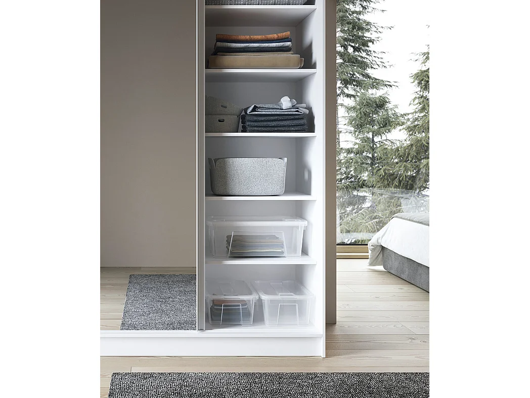 Armoire chambre adulte blanche BLANKO avec miroir-Largeur 180 cm