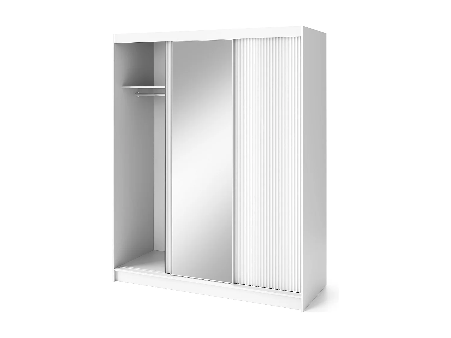 Armoire chambre adulte blanche BLANKO avec miroir-Largeur 180 cm
