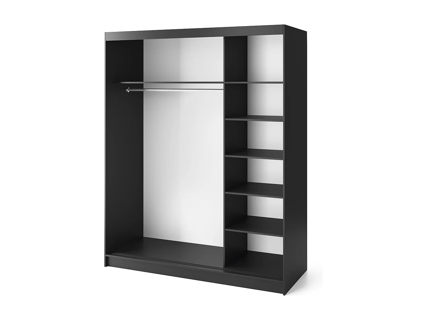 Armoire coulissante SOKAT avec miroir – Chêne caramel & noir mat-Largeur 180 cm