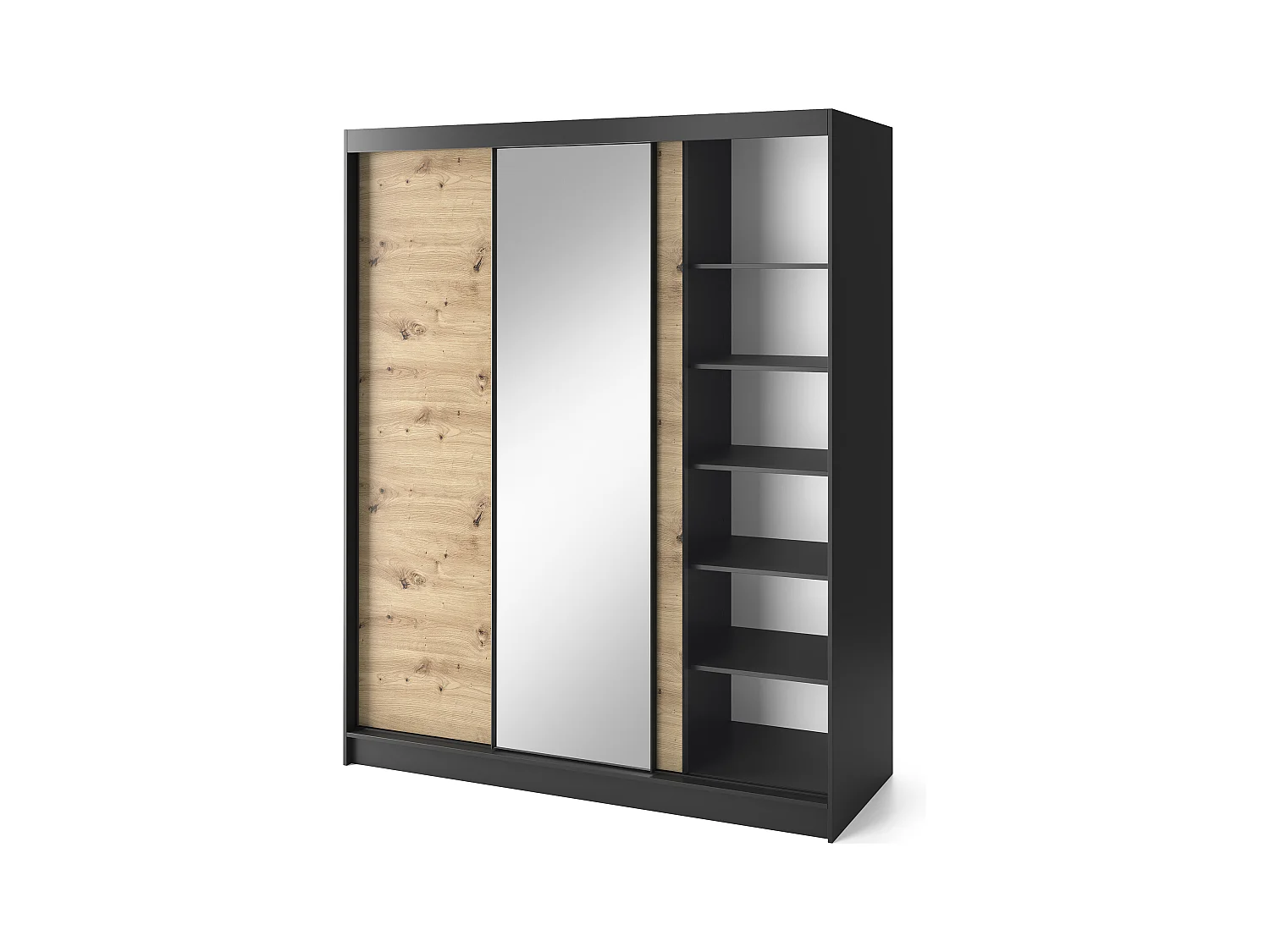 Armoire à portes coulissantes REVILA avec miroir – Élégance et fonctionnalité-Largeur 180 cm