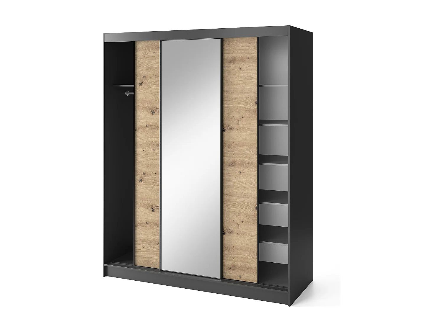 Armoire à portes coulissantes REVILA avec miroir – Élégance et fonctionnalité-Largeur 180 cm