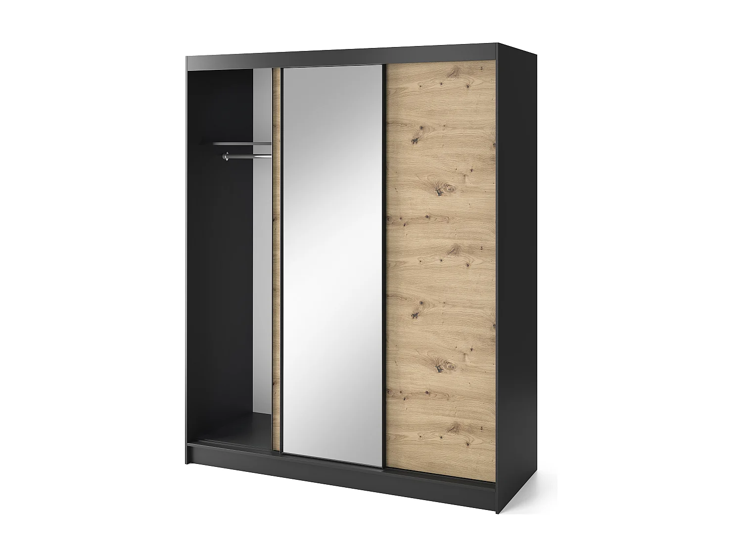 Armoire à portes coulissantes REVILA avec miroir – Élégance et fonctionnalité-Largeur 180 cm