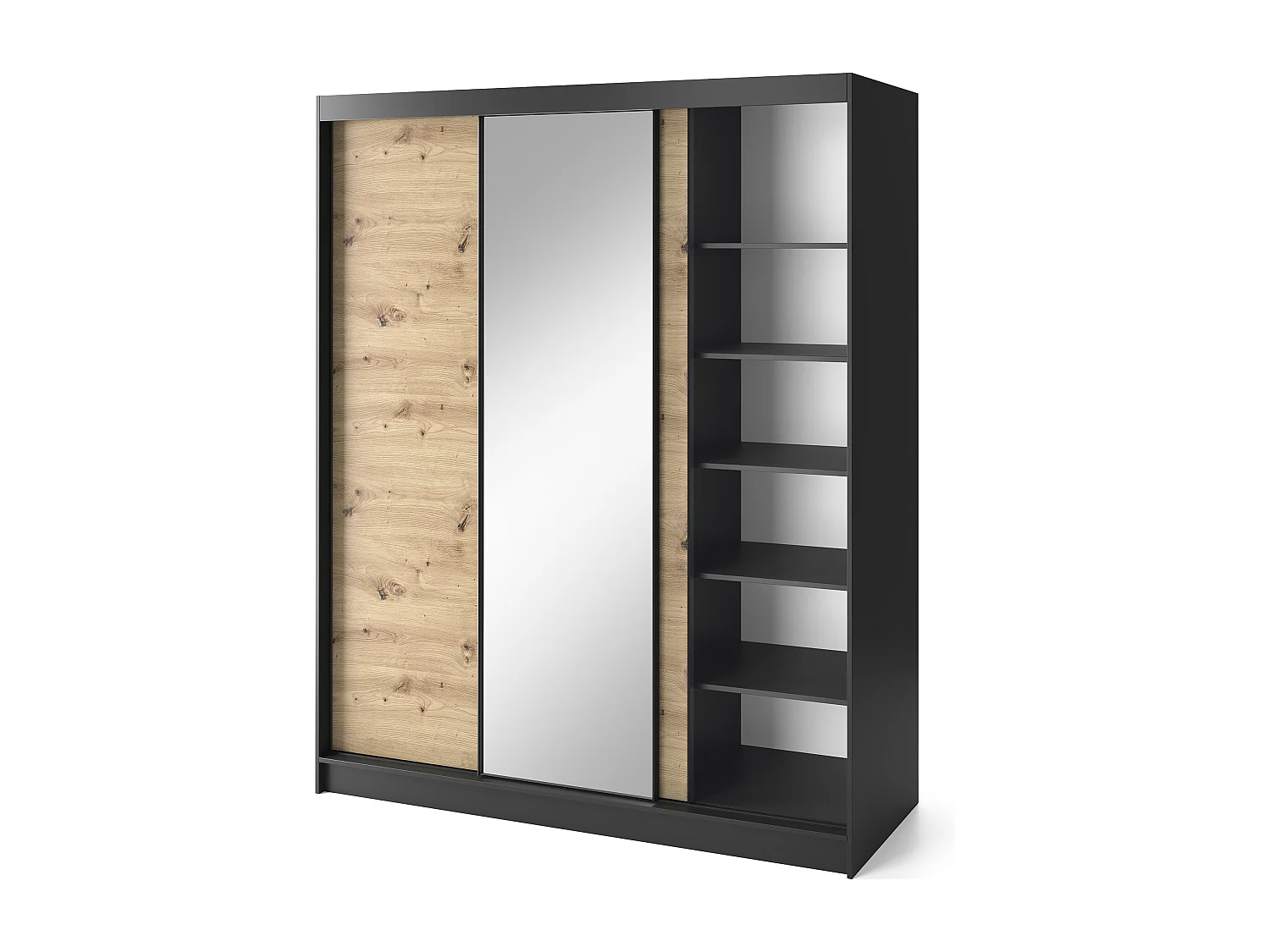 Armoire à portes coulissantes REVILA avec miroir – Élégance et fonctionnalité-Largeur 180 cm