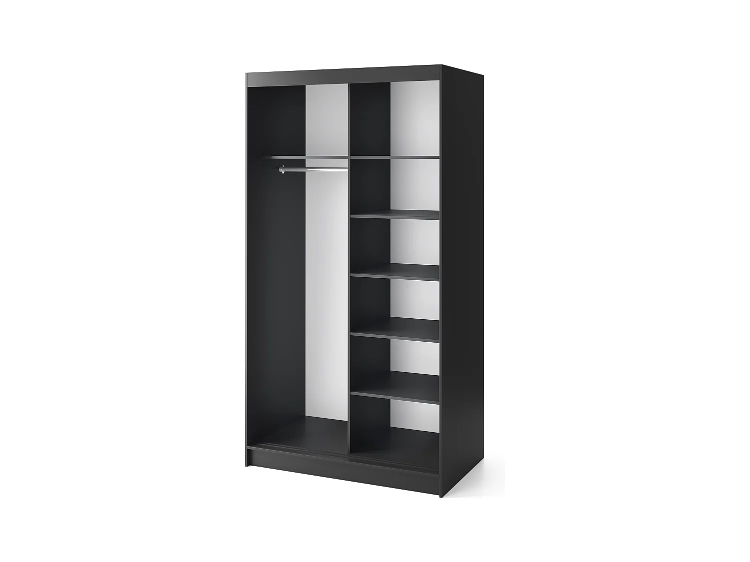 Armoire coulissante SOKAT avec miroir – Chêne caramel & noir mat-Largeur 120 cm