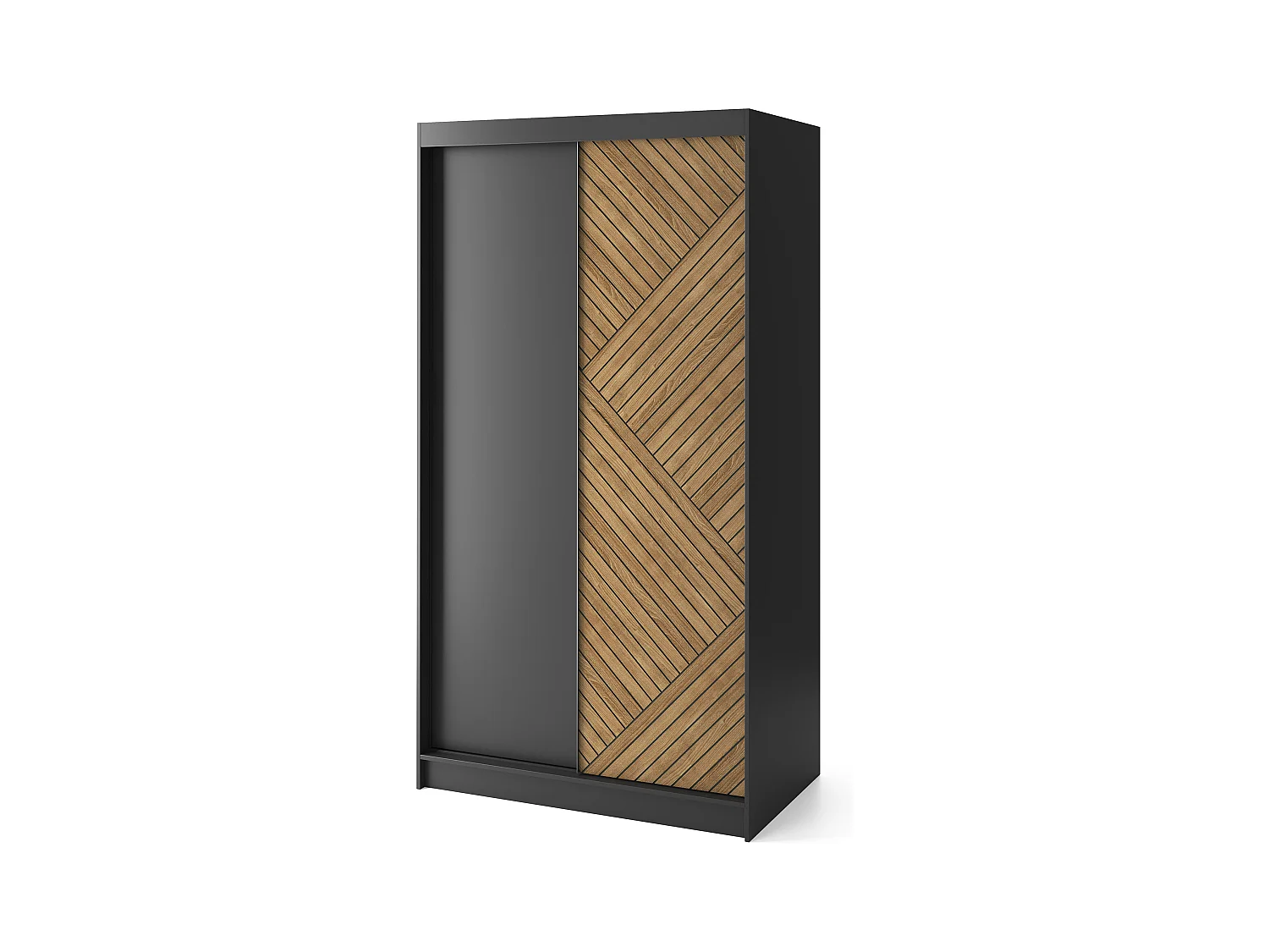 Armoire coulissante SOKAT – Chêne caramel & noir mat-Largeur 120 cm