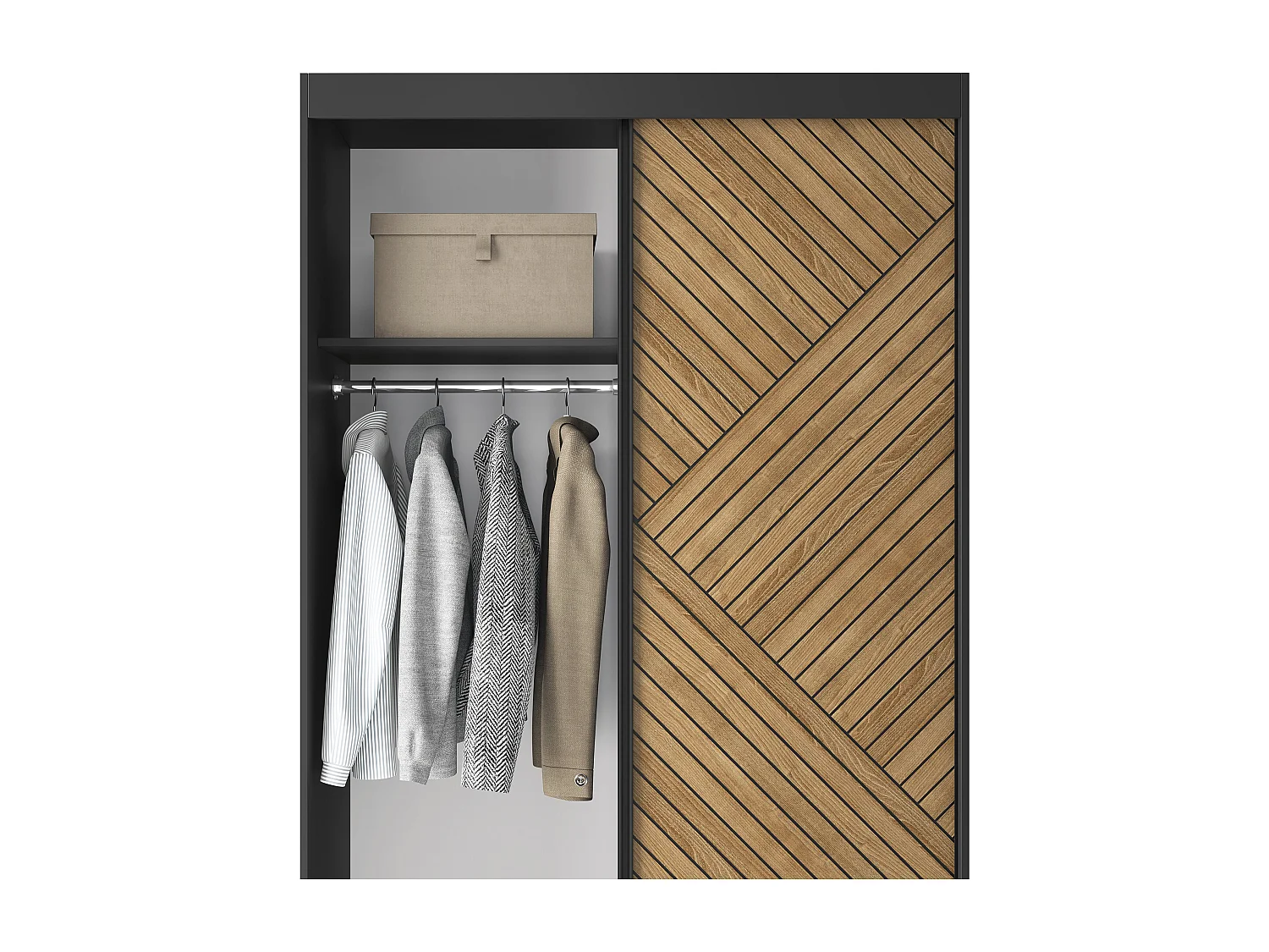 Armoire coulissante SOKAT – Chêne caramel & noir mat-Largeur 120 cm