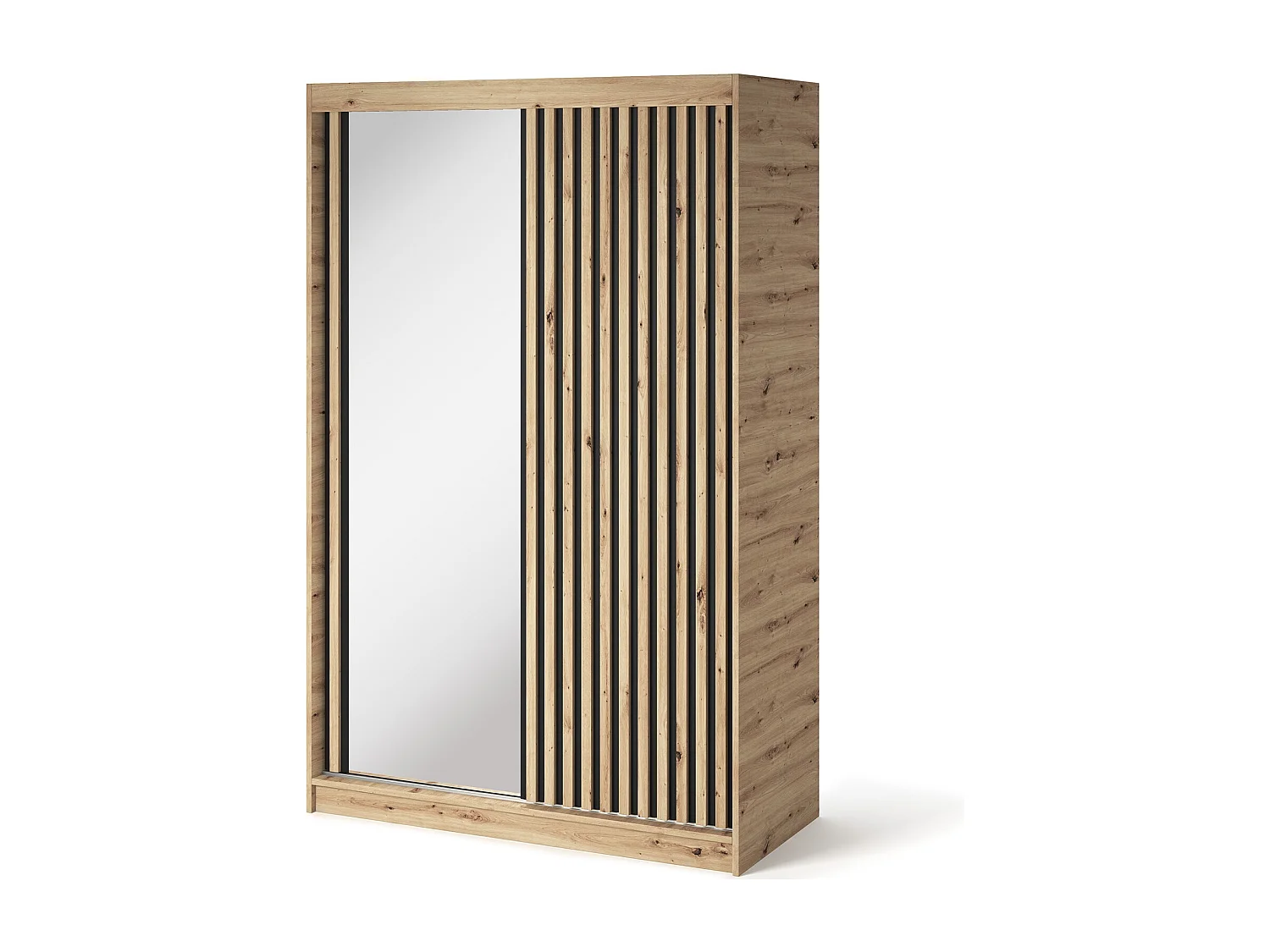 Armoire chambre adulte MERIKO 120cm Chêne artisan et miroir