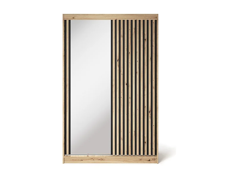 Armoire chambre adulte MERIKO 120cm Chêne artisan et miroir