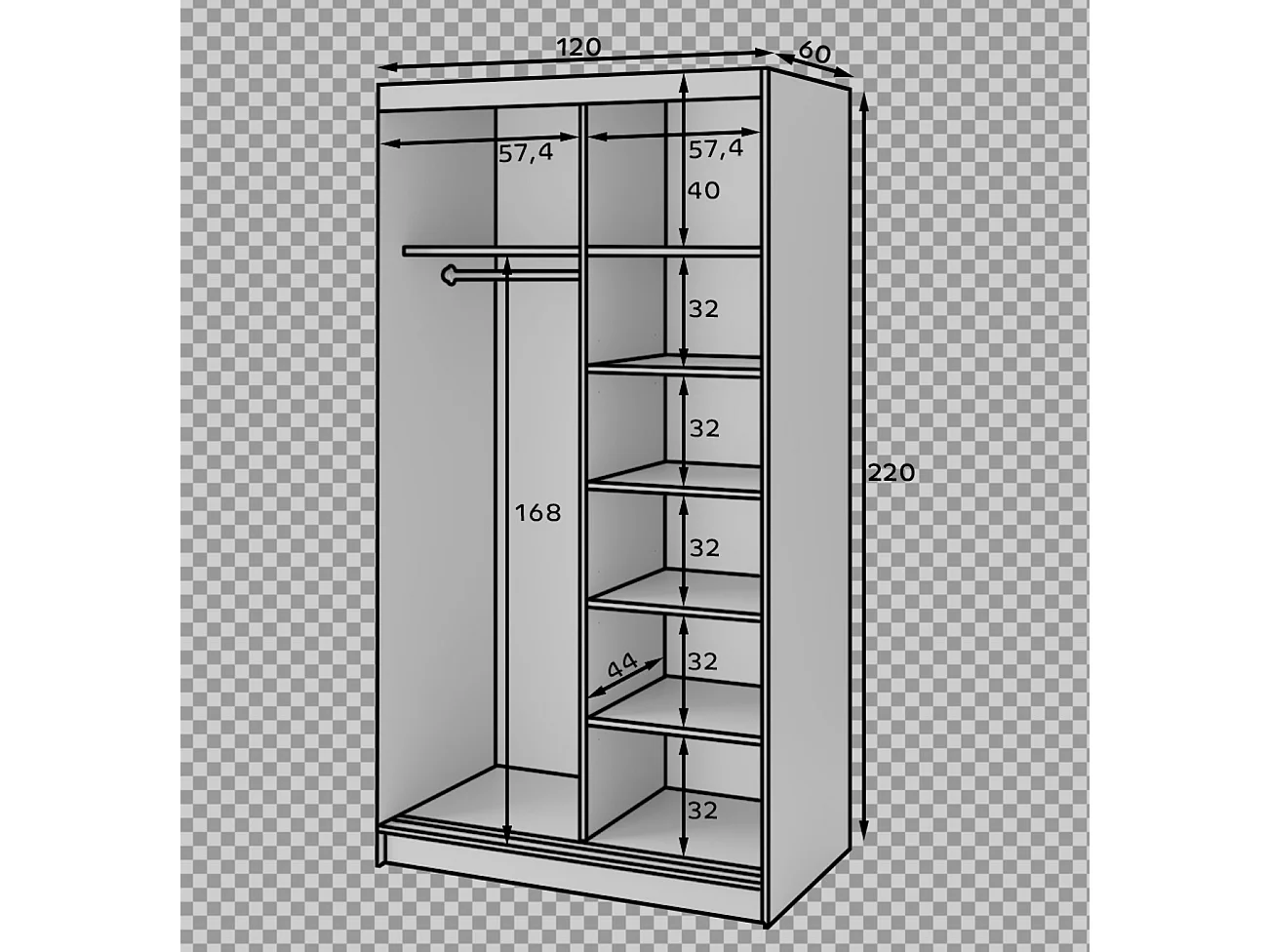Armoire chambre adulte blanche BLANKO-Largeur 120 cm