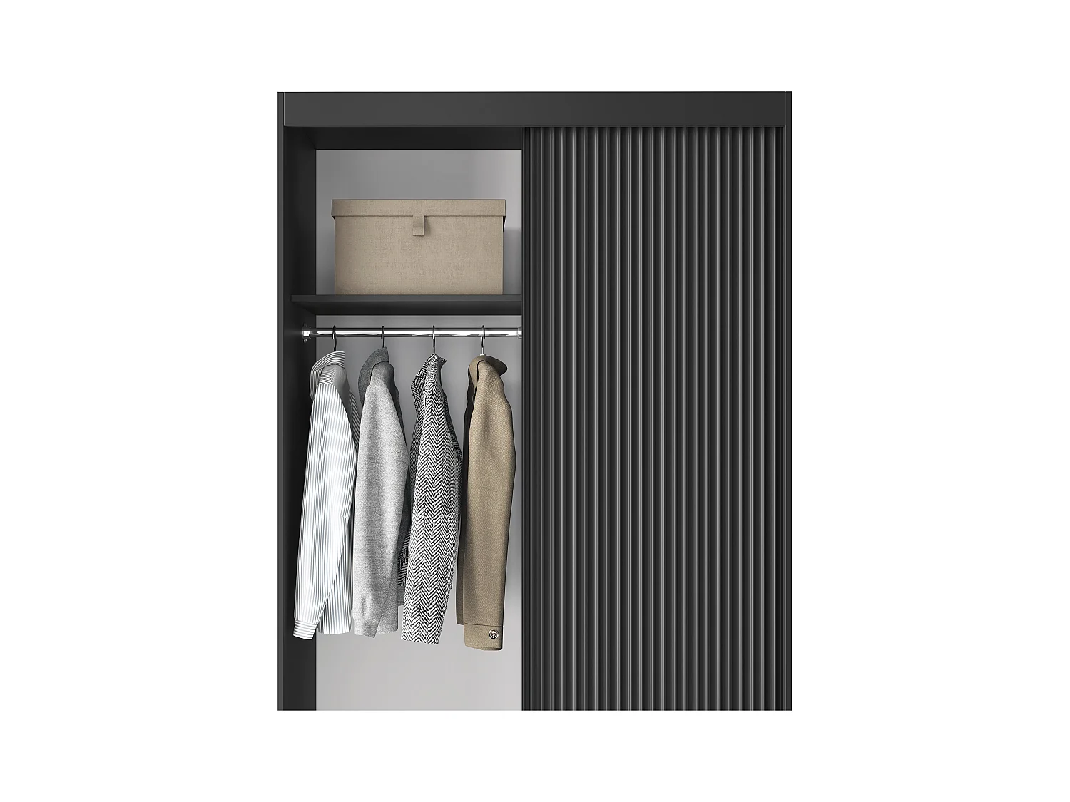 Armoire coulissante GAMA – Élégance noire & fonctionnalité contemporaine-Largeur 120 cm