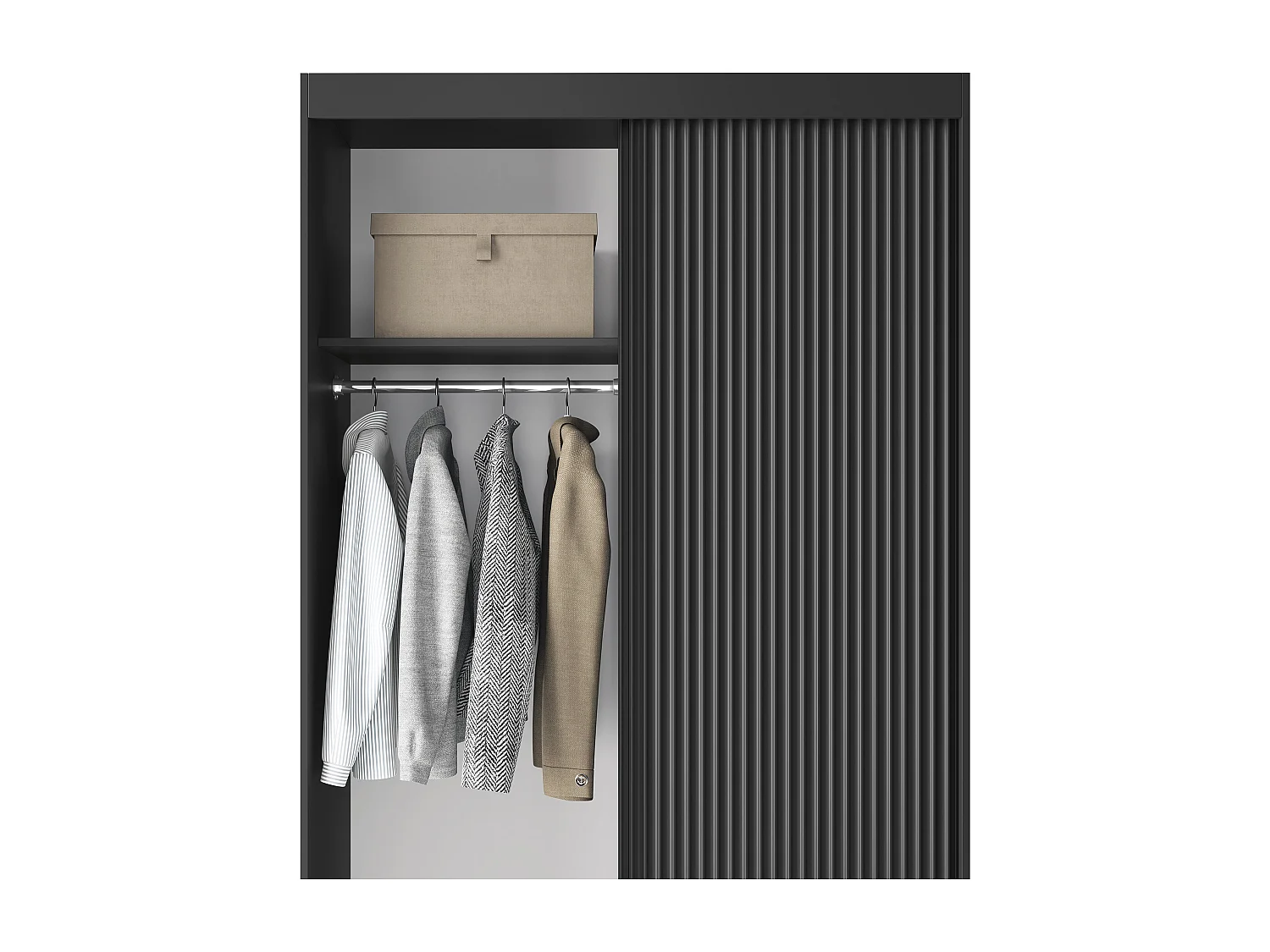 Armoire coulissante GAMA – Élégance noire & fonctionnalité contemporaine-Largeur 120 cm