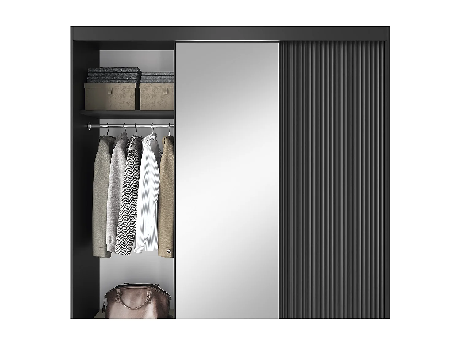 Armoire coulissante GAMA avec miroir – Moderne & profondeur visuelle-Largeur 180 cm