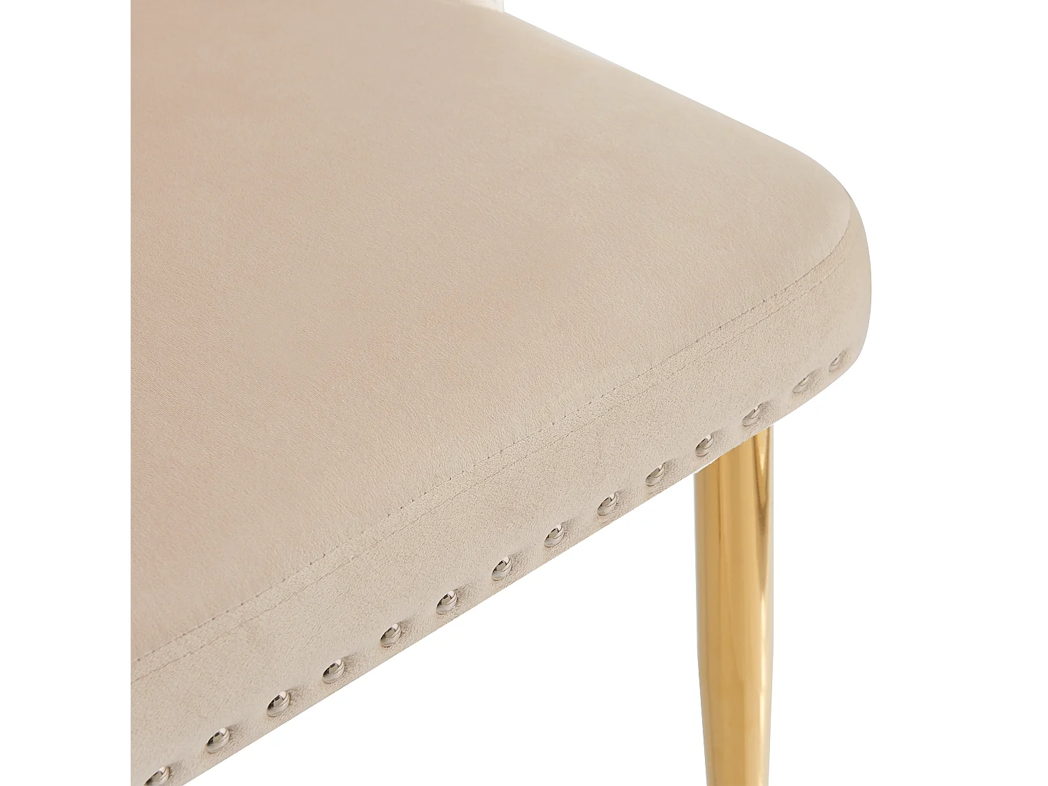 Set van 4 stoelen - Hoogwaardig fluweel - Goudkleurige metalen poten - Beige