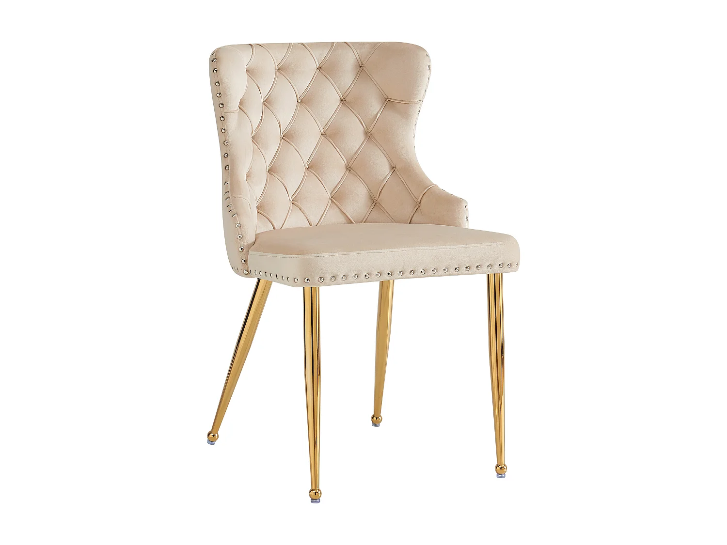 Lot de 2 chaises - Velours de haute qualité - Pieds en métal doré - Beige