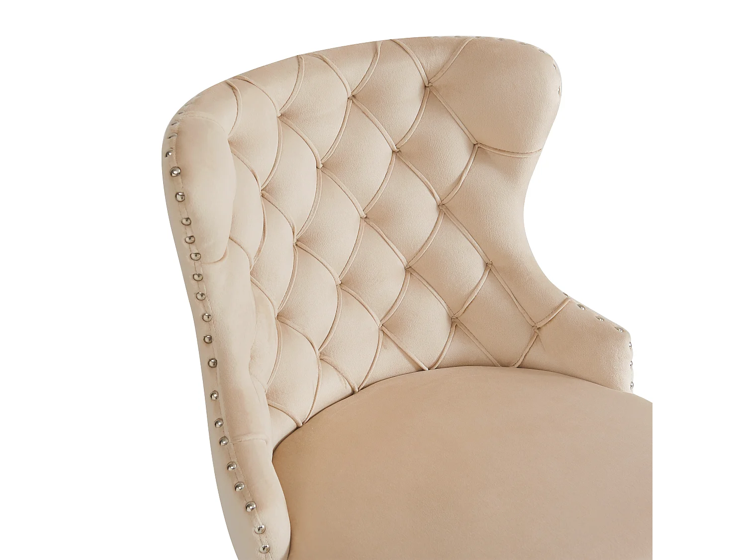 Lot de 2 chaises - Velours de haute qualité - Pieds en métal doré - Beige