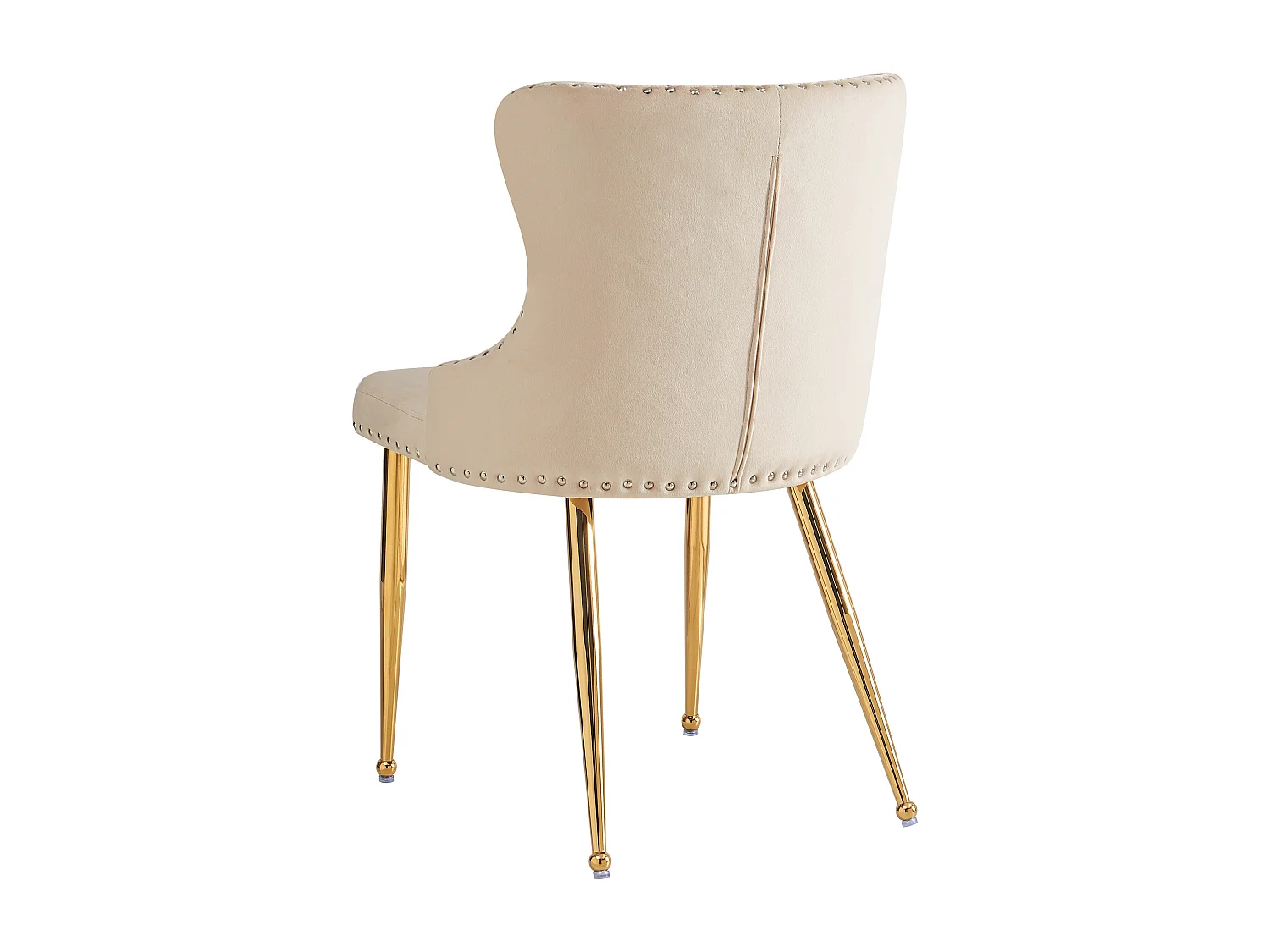 Lot de 2 chaises - Velours de haute qualité - Pieds en métal doré - Beige