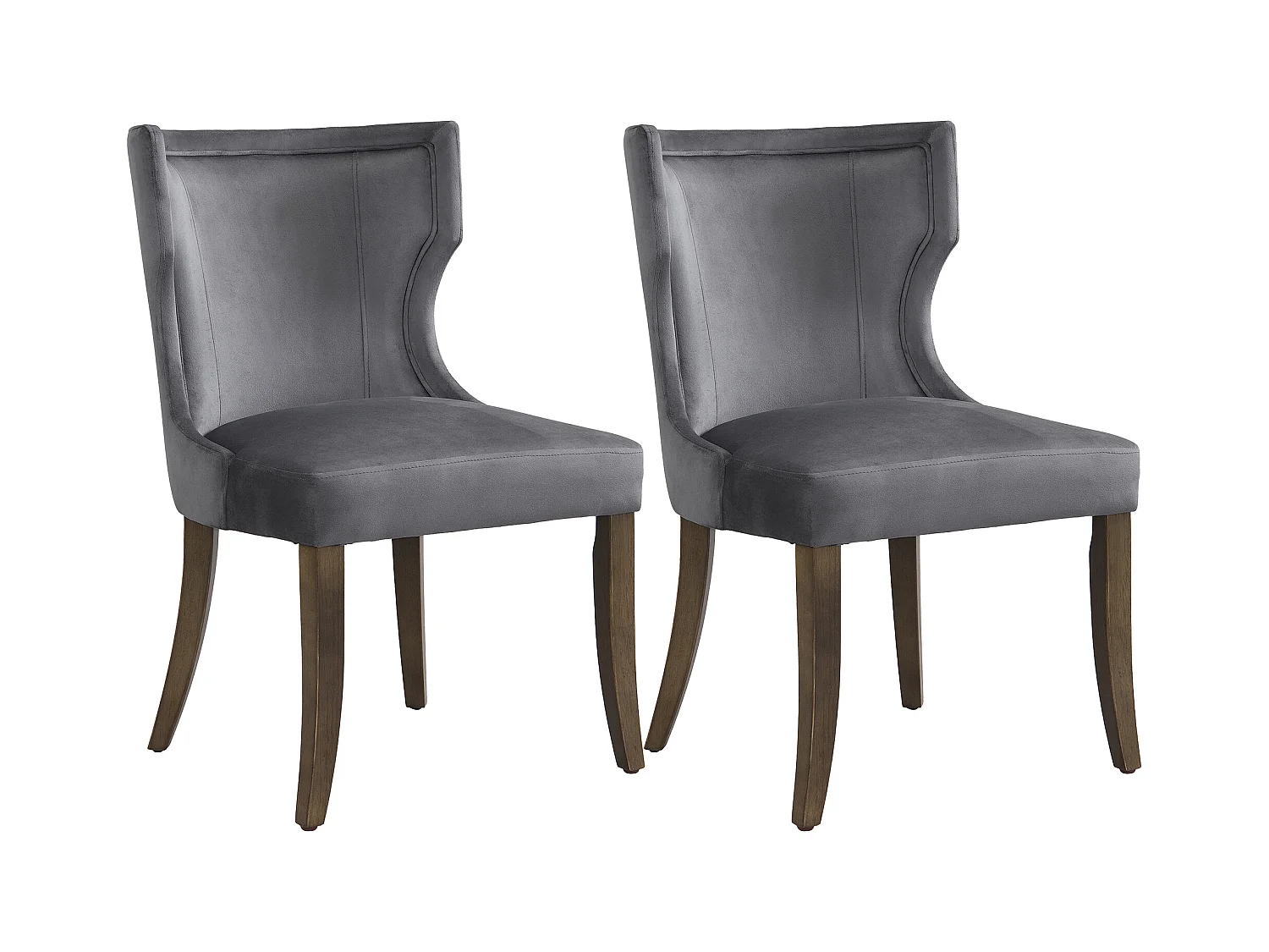 Lot de 2 Chaises en velours - avec pieds réglables en bois massif - Gris