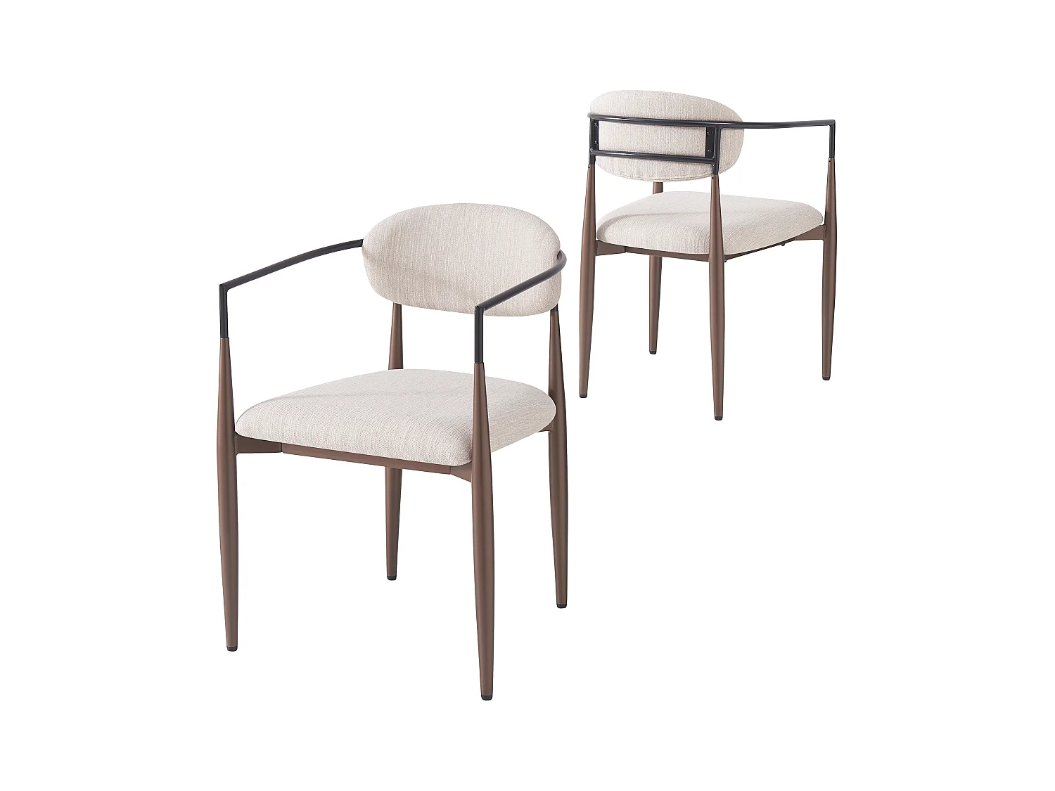 Juego de 2 sillas - Tela de lino de alta calidad - Patas de metal - Beige