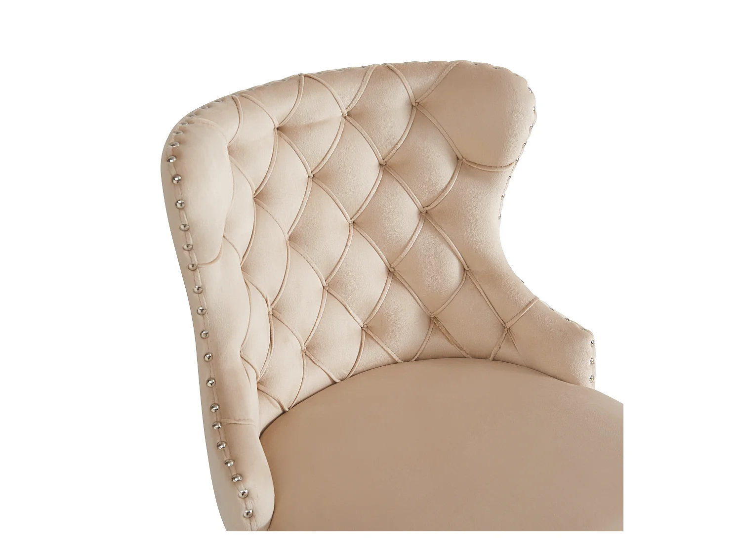 Lot de 4 chaises - Velours de haute qualité - Pieds en métal argenté - Beige