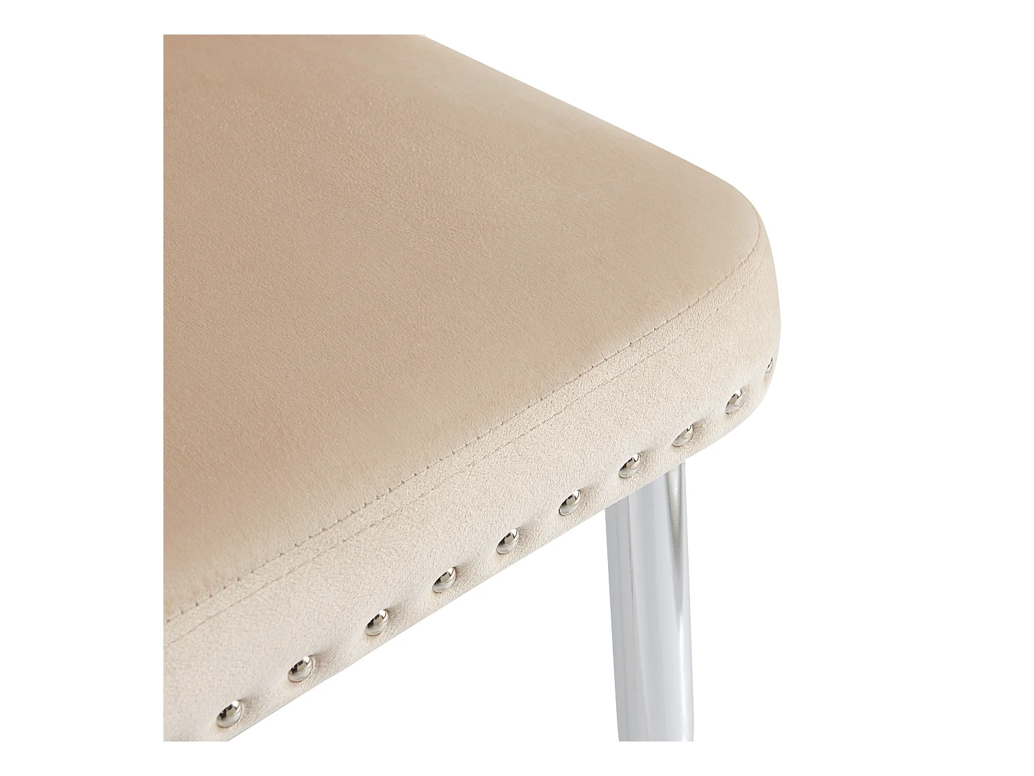 Lot de 4 chaises - Velours de haute qualité - Pieds en métal argenté - Beige