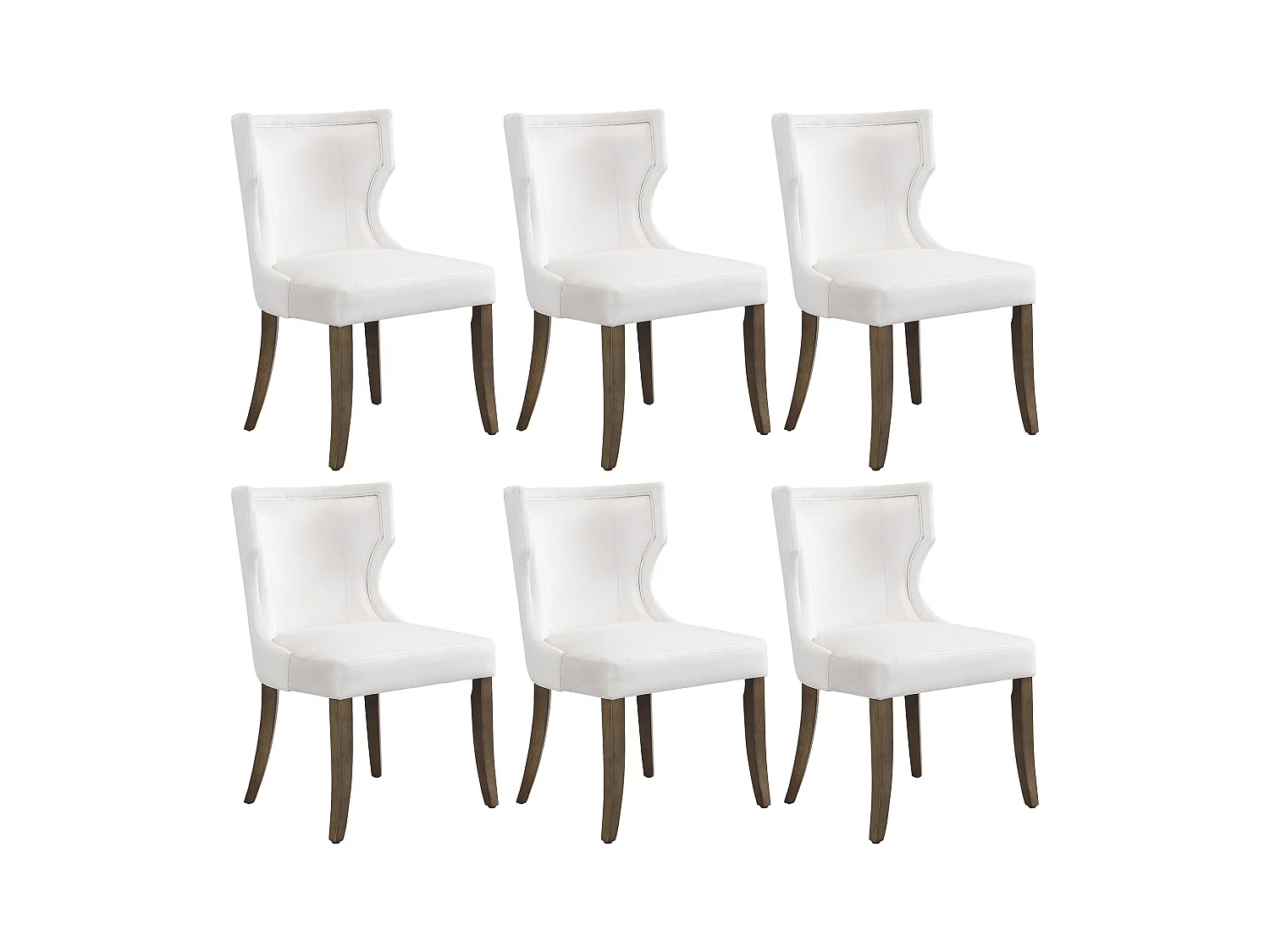 Lot de 6 Chaises en velours - avec pieds réglables en bois massif - Beige