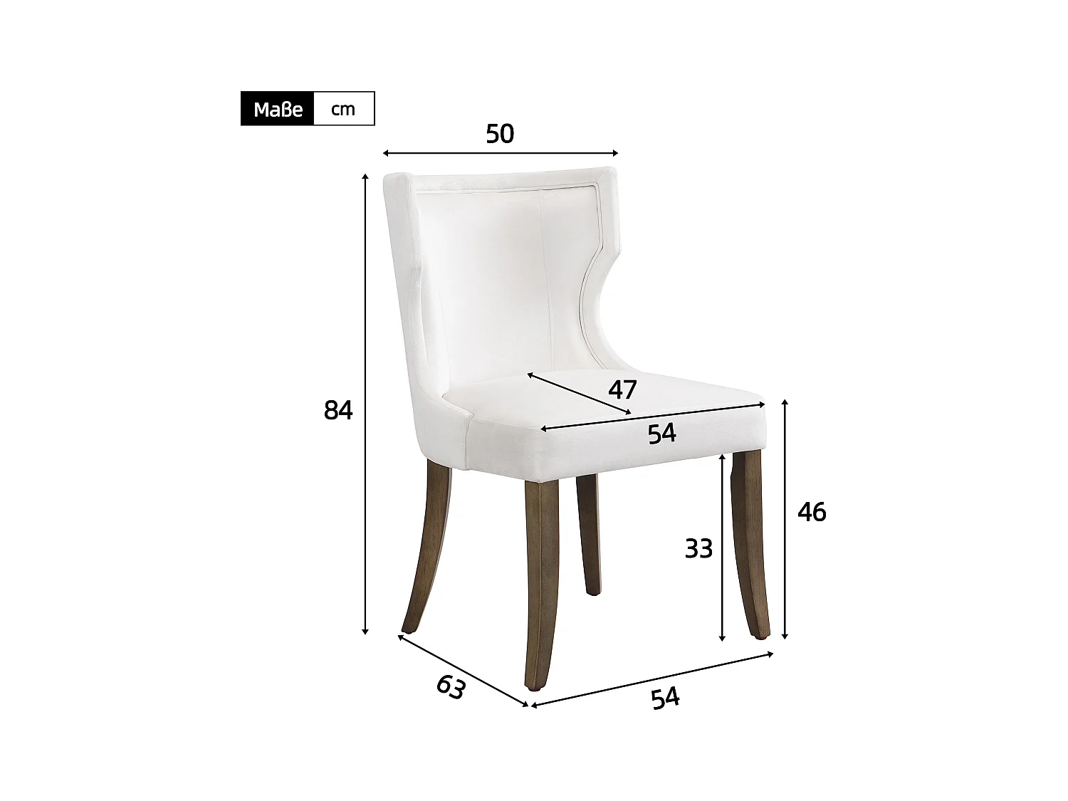 Lot de 6 Chaises en velours - avec pieds réglables en bois massif - Beige