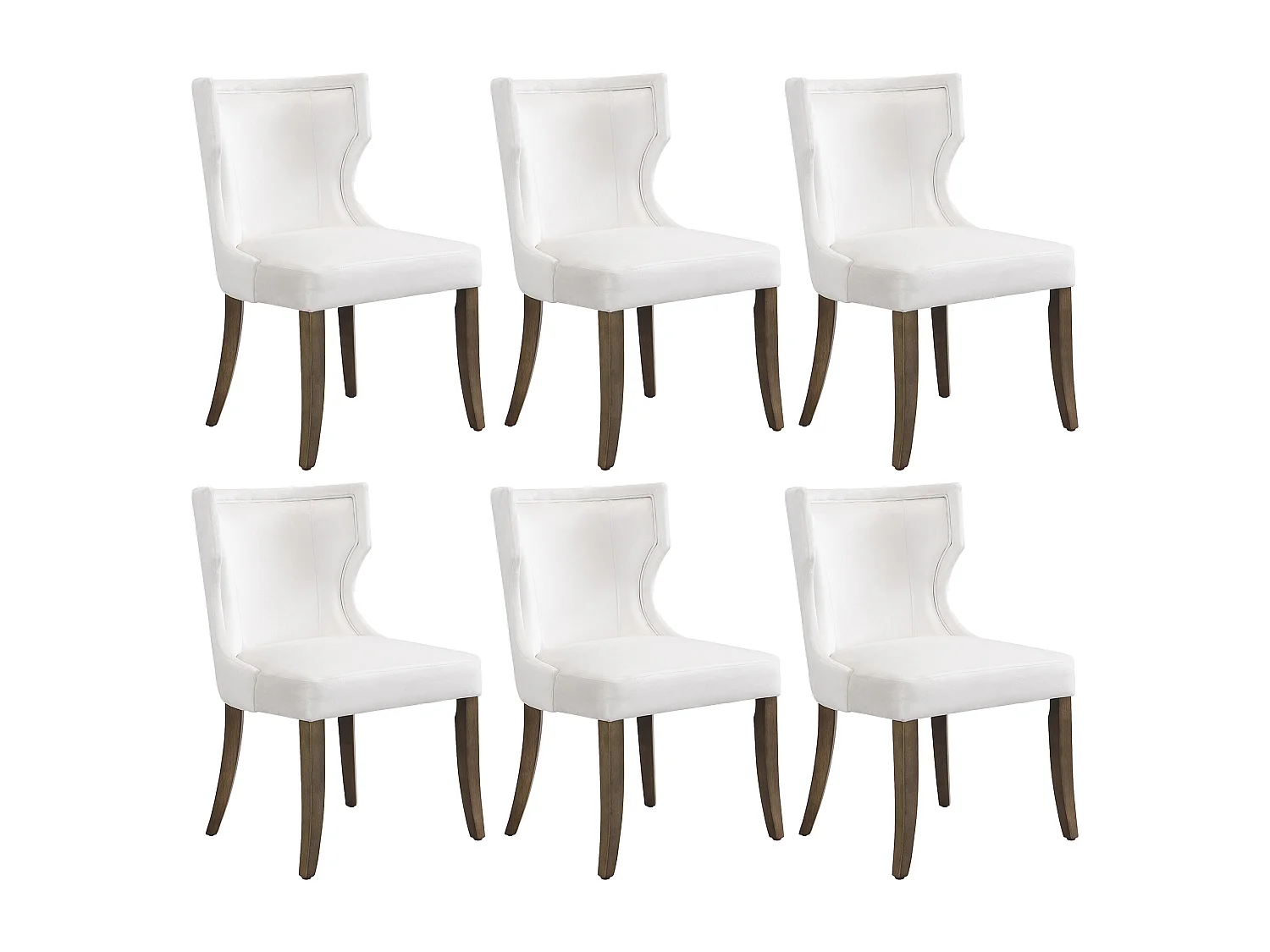 Lot de 6 Chaises en velours - avec pieds réglables en bois massif - Beige