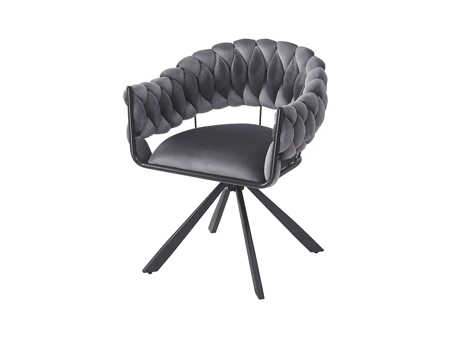Lot de 2 chaises en velours - avec accoudoirs - pieds métalliques réglables en forme de griffes - Gris