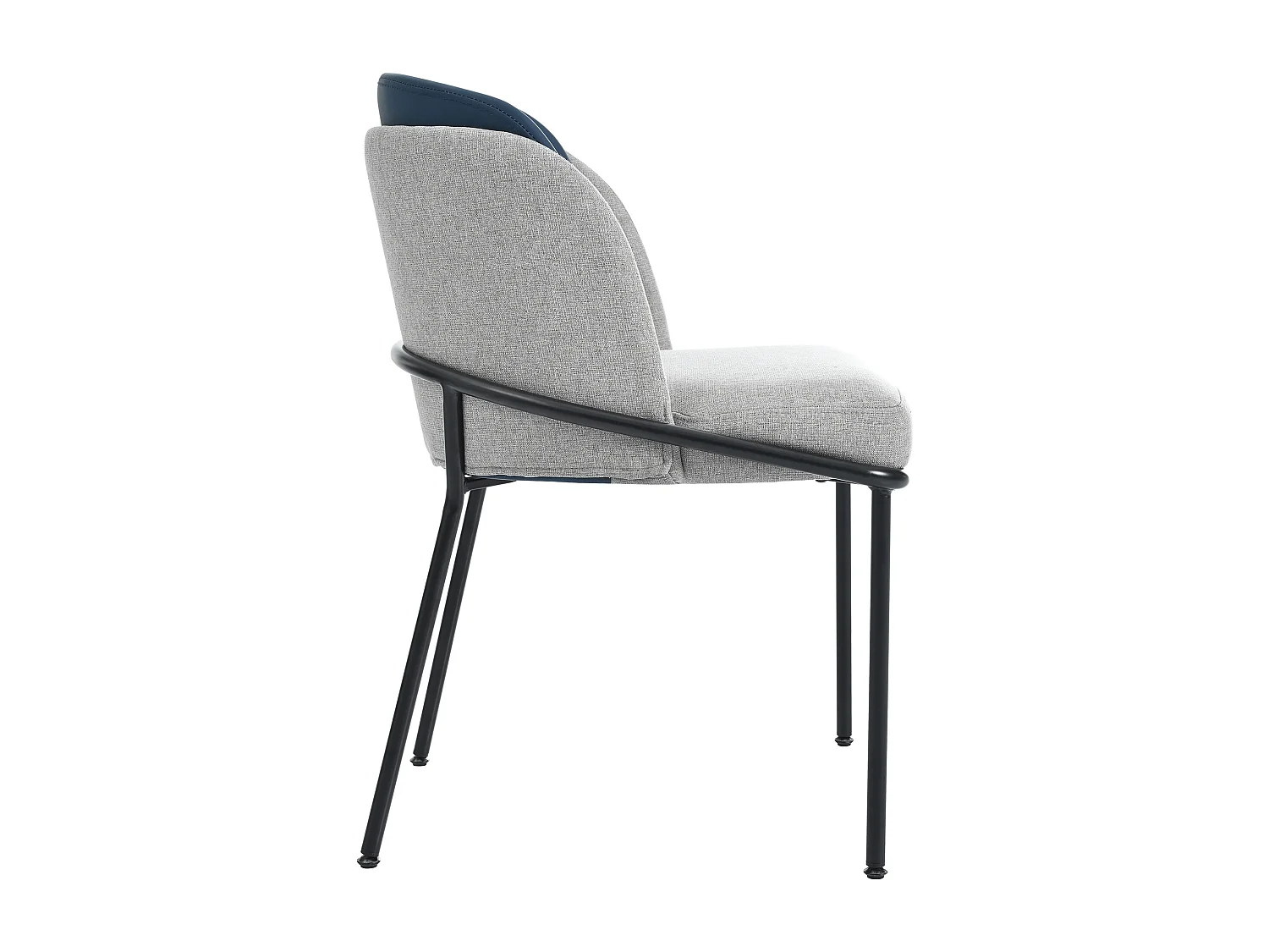 Conjunto de 6 cadeiras - linho e pele sintética - pernas de metal - estilo contemporâneo - azul + cinzento