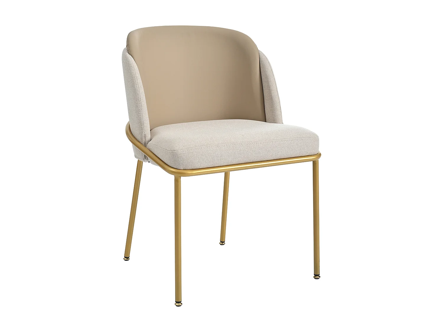 Set van 4 stoelen - linnen en kunstleer - metalen poten - eigentijdse stijl - beige + kaki